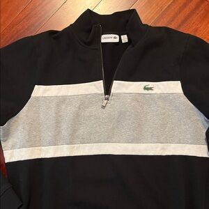Lacoste Men's Black and Gray Zip-Up Sweater very GoodCondition. No Flaws or mark